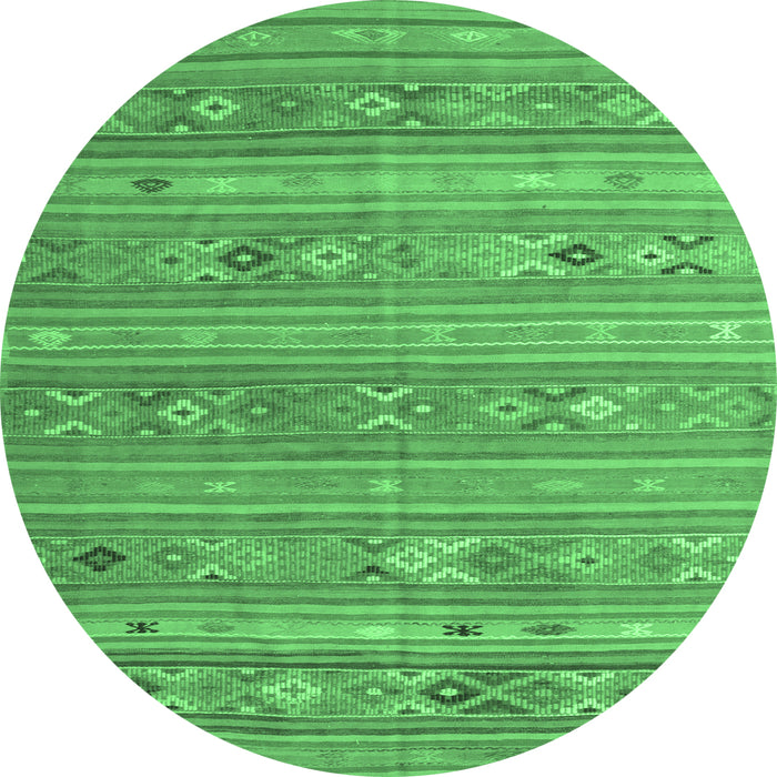 Round Southwestern Emerald Green Country Rug, tr1317emgrn
