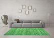 Machine Washable Southwestern Emerald Green Country Area Rugs in a Living Room,, wshtr1317emgrn