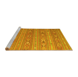 Sideview of Machine Washable Southwestern Yellow Country Rug, wshtr1317yw