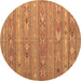 Round Southwestern Brown Country Rug, tr1317brn