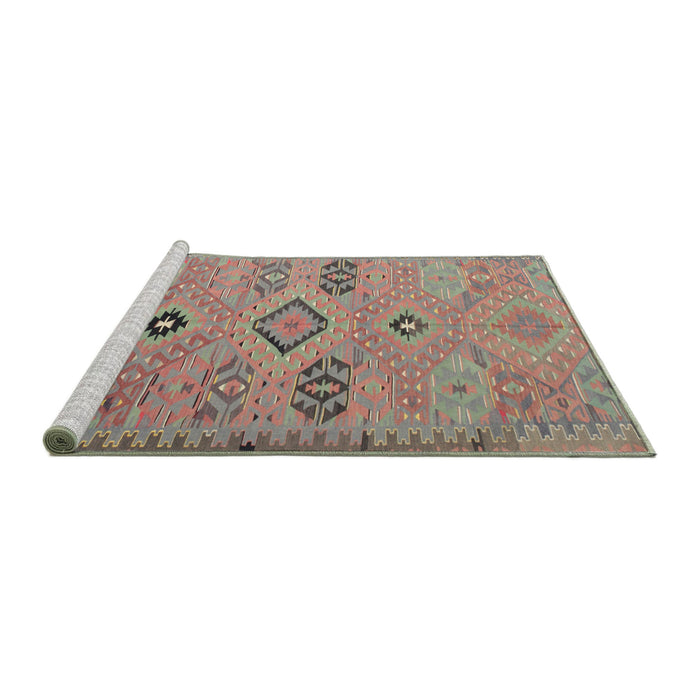 Sideview of Machine Washable Traditional Rust Pink Rug, wshtr1318