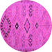 Round Persian Pink Traditional Rug, tr1318pnk