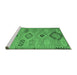 Sideview of Machine Washable Persian Emerald Green Traditional Area Rugs, wshtr1318emgrn