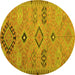 Round Persian Yellow Traditional Rug, tr1318yw