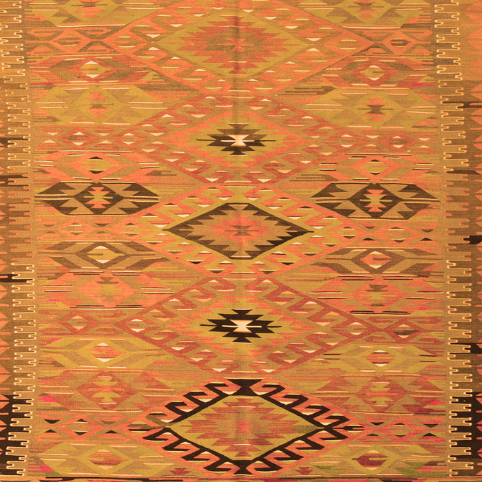 Round Machine Washable Persian Orange Traditional Area Rugs, wshtr1318org