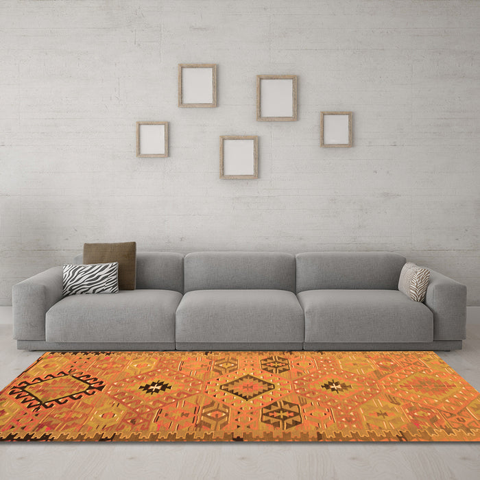 Machine Washable Persian Orange Traditional Area Rugs in a Living Room, wshtr1318org