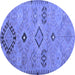 Round Persian Blue Traditional Rug, tr1318blu