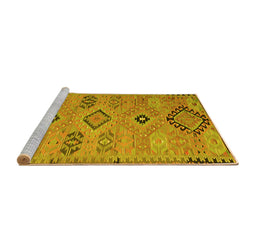 Sideview of Machine Washable Persian Yellow Traditional Rug, wshtr1318yw