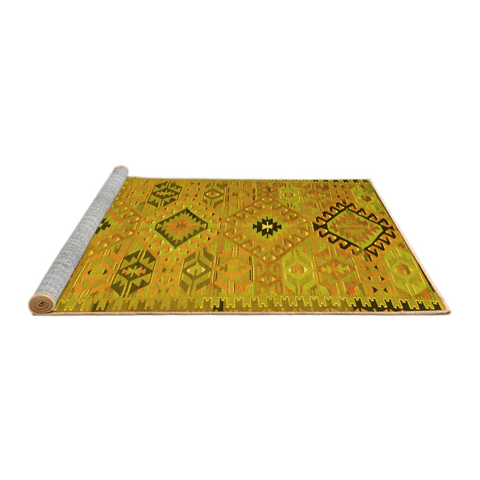 Sideview of Machine Washable Persian Yellow Traditional Rug, wshtr1318yw