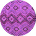 Round Machine Washable Southwestern Purple Country Area Rugs, wshtr1319pur