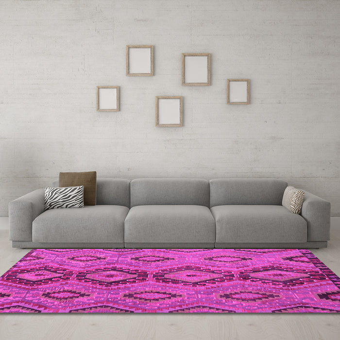 Machine Washable Southwestern Pink Country Rug in a Living Room, wshtr1319pnk