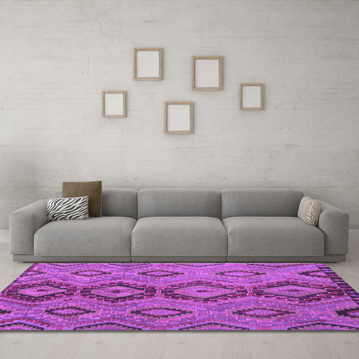 Machine Washable Southwestern Purple Country Area Rugs in a Living Room, wshtr1319pur