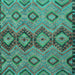 Square Machine Washable Southwestern Turquoise Country Area Rugs, wshtr1319turq