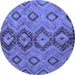 Round Southwestern Blue Country Rug, tr1319blu