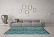 Machine Washable Southwestern Light Blue Country Rug in a Living Room, wshtr1319lblu