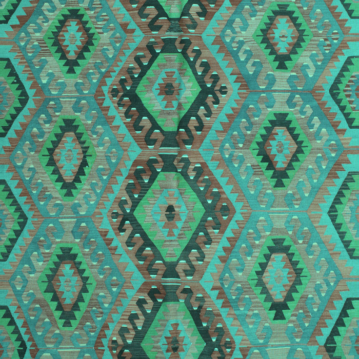 Machine Washable Southwestern Turquoise Country Area Rugs, wshtr1319turq