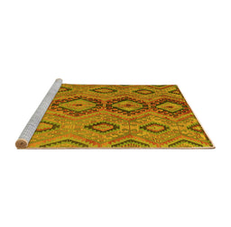 Sideview of Machine Washable Southwestern Yellow Country Rug, wshtr1319yw