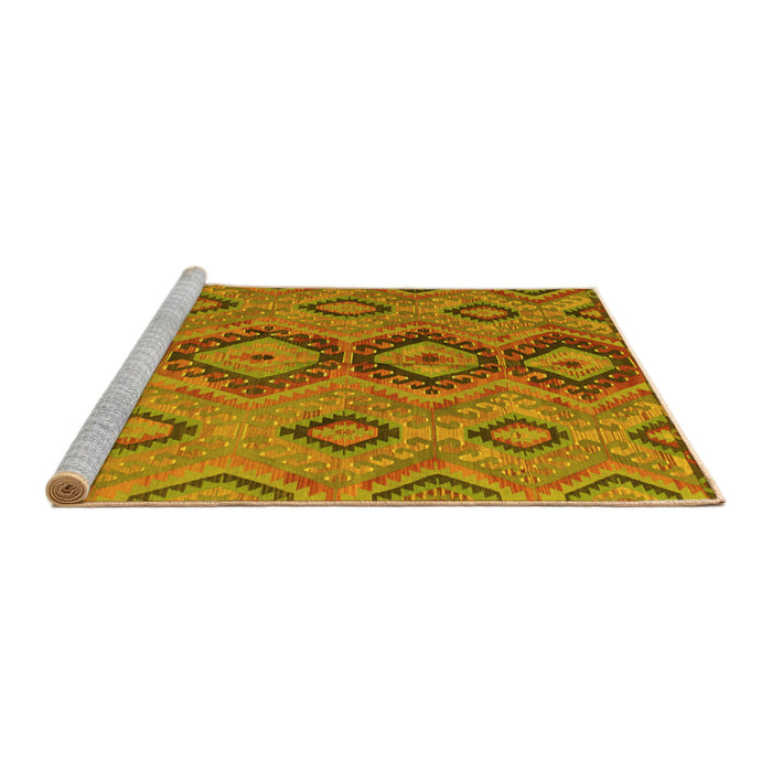 Sideview of Machine Washable Southwestern Yellow Country Rug, wshtr1319yw