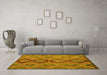 Machine Washable Southwestern Yellow Country Rug in a Living Room, wshtr1319yw