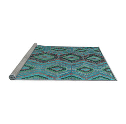 Sideview of Machine Washable Southwestern Light Blue Country Rug, wshtr1319lblu