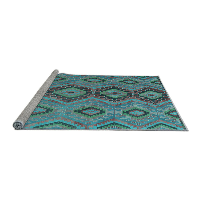 Sideview of Machine Washable Southwestern Light Blue Country Rug, wshtr1319lblu
