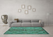 Machine Washable Southwestern Turquoise Country Area Rugs in a Living Room,, wshtr1319turq