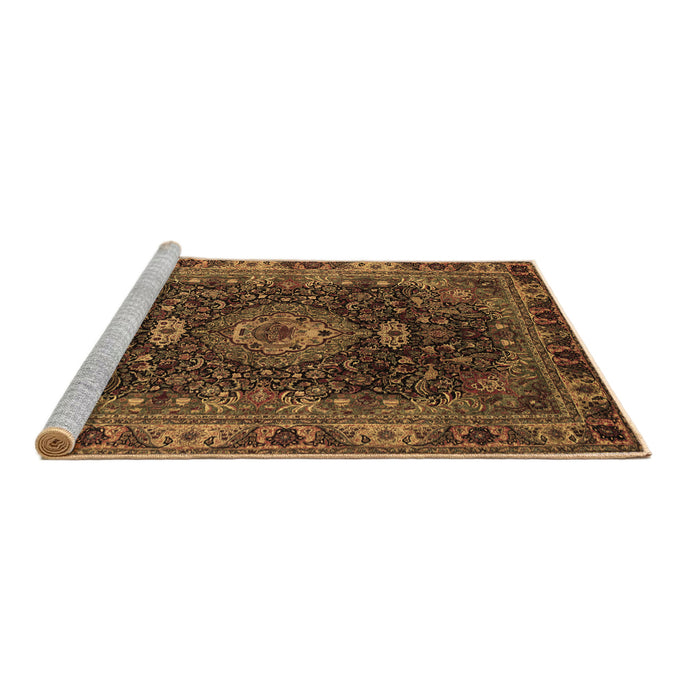 Sideview of Machine Washable Medallion Brown Traditional Rug, wshtr131brn