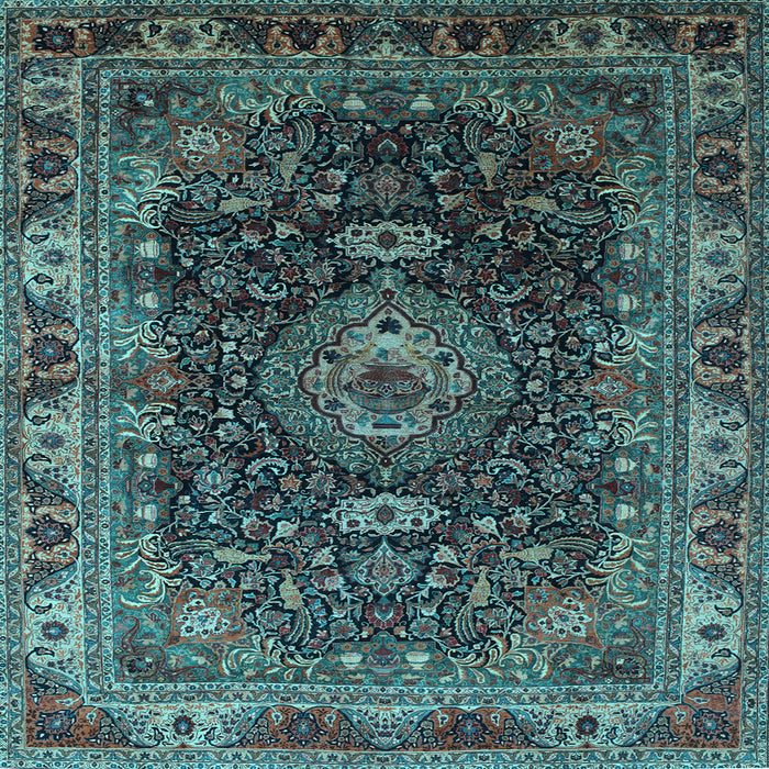 Square Medallion Light Blue Traditional Rug, tr131lblu