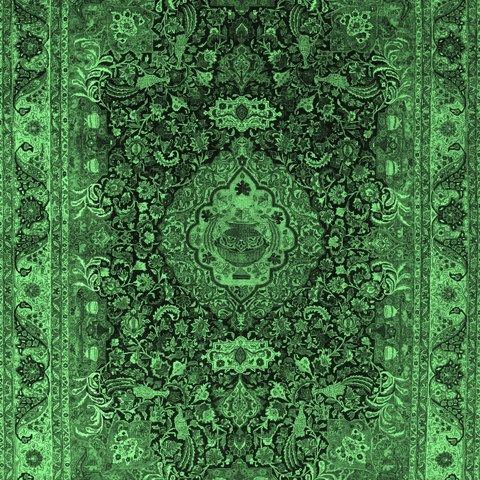 Medallion Emerald Green Traditional Rug, tr131emgrn