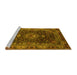 Sideview of Machine Washable Medallion Yellow Traditional Rug, wshtr131yw