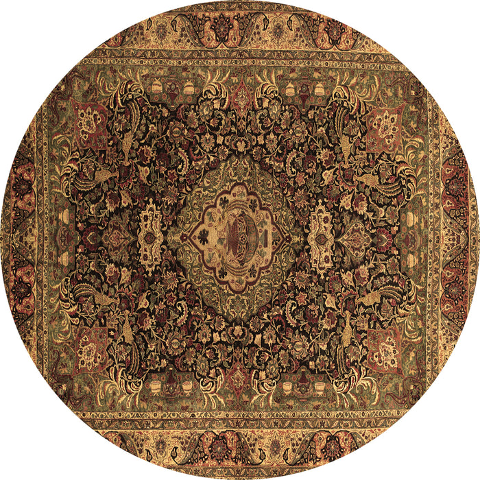 Round Medallion Brown Traditional Rug, tr131brn