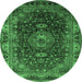 Round Medallion Emerald Green Traditional Rug, tr131emgrn