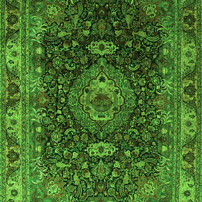 Serging Thickness of Machine Washable Medallion Green Traditional Area Rugs, wshtr131grn