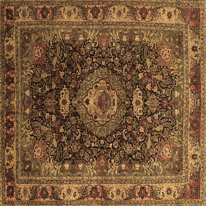 Square Machine Washable Medallion Brown Traditional Rug, wshtr131brn