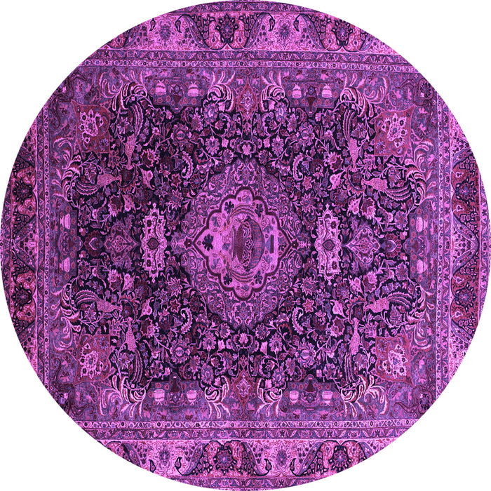 Round Medallion Purple Traditional Rug, tr131pur