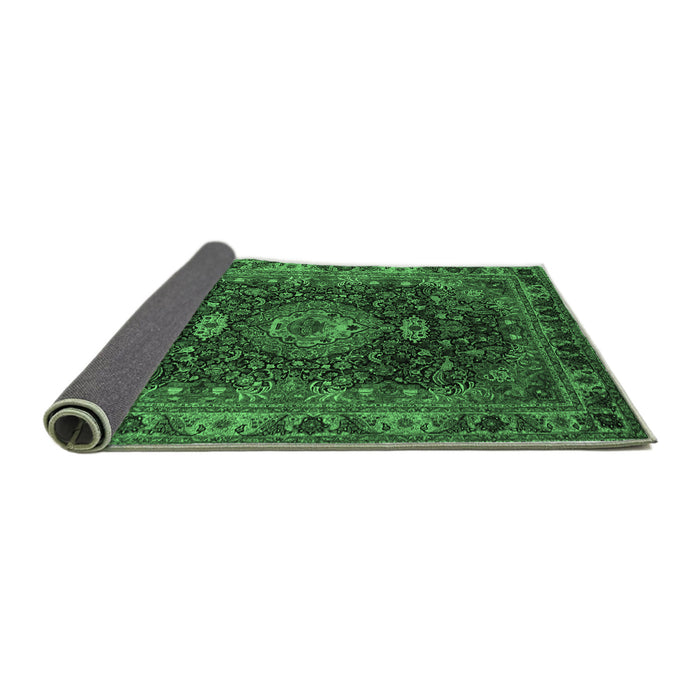 Sideview of Medallion Emerald Green Traditional Rug, tr131emgrn