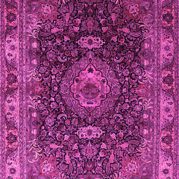 Machine Washable Medallion Pink Traditional Rug, wshtr131pnk