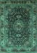 Machine Washable Medallion Turquoise Traditional Area Rugs, wshtr131turq