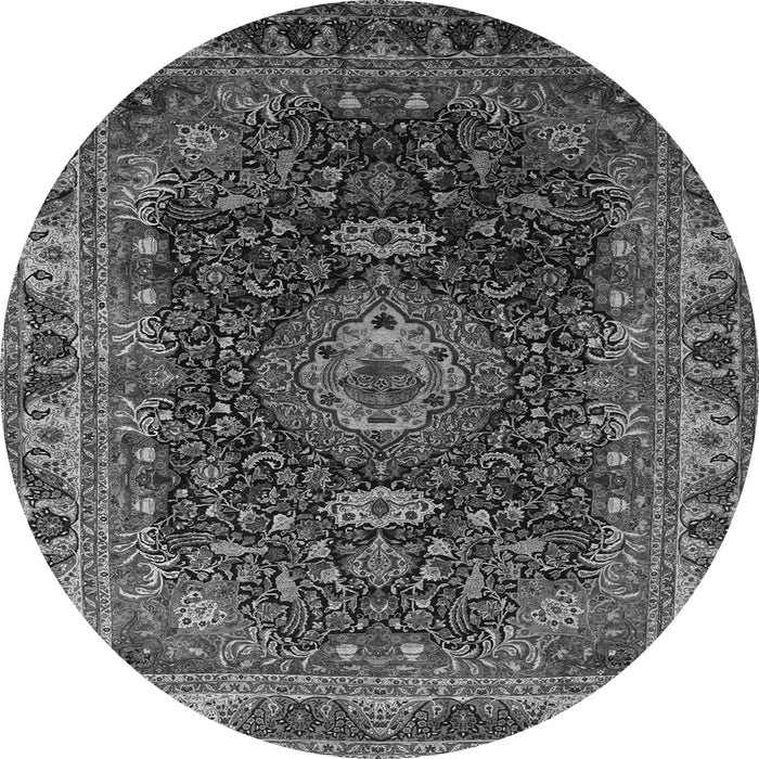 Machine Washable Medallion Gray Traditional Rug, wshtr131gry