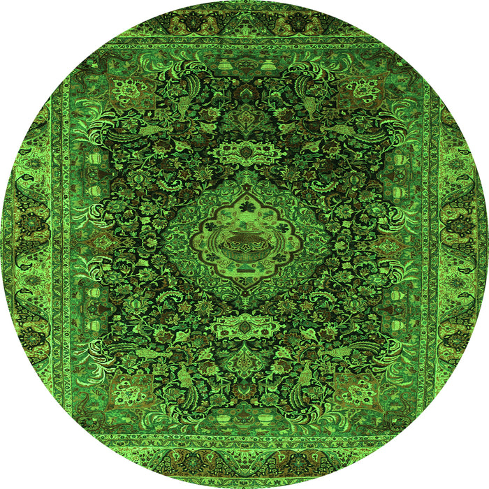 Square Medallion Green Traditional Rug, tr131grn