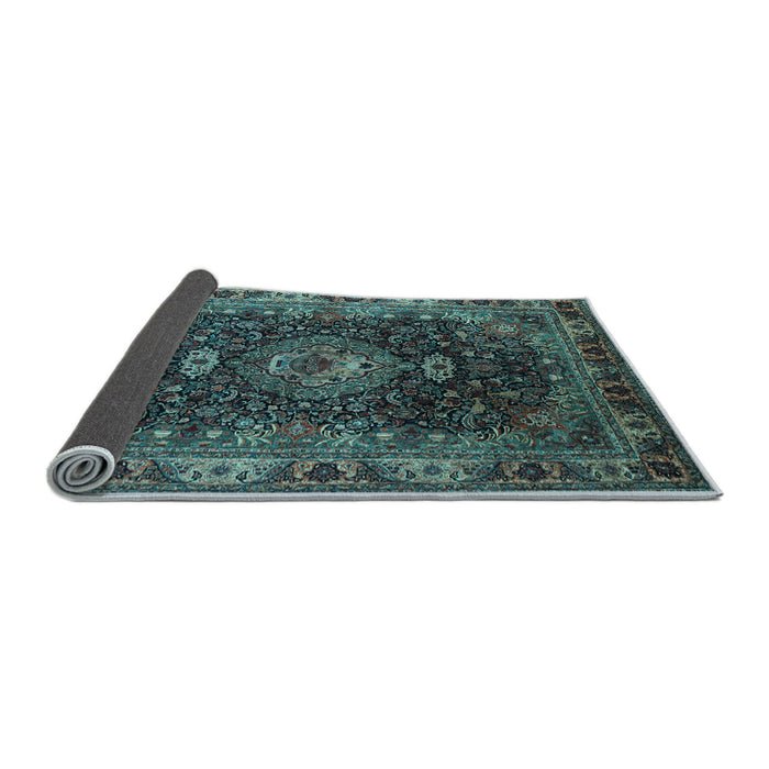 Sideview of Medallion Light Blue Traditional Rug, tr131lblu