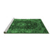 Sideview of Machine Washable Medallion Emerald Green Traditional Area Rugs, wshtr131emgrn