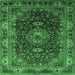 Square Machine Washable Medallion Emerald Green Traditional Area Rugs, wshtr131emgrn