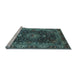 Sideview of Machine Washable Medallion Light Blue Traditional Rug, wshtr131lblu