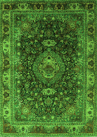 Medallion Green Traditional Rug, tr131grn