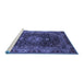 Sideview of Machine Washable Medallion Blue Traditional Rug, wshtr131blu