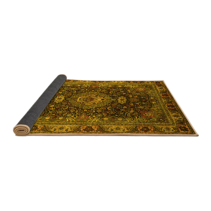 Sideview of Medallion Yellow Traditional Rug, tr131yw