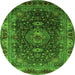 Machine Washable Medallion Green Traditional Area Rugs, wshtr131grn