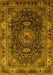 Machine Washable Medallion Yellow Traditional Rug, wshtr131yw