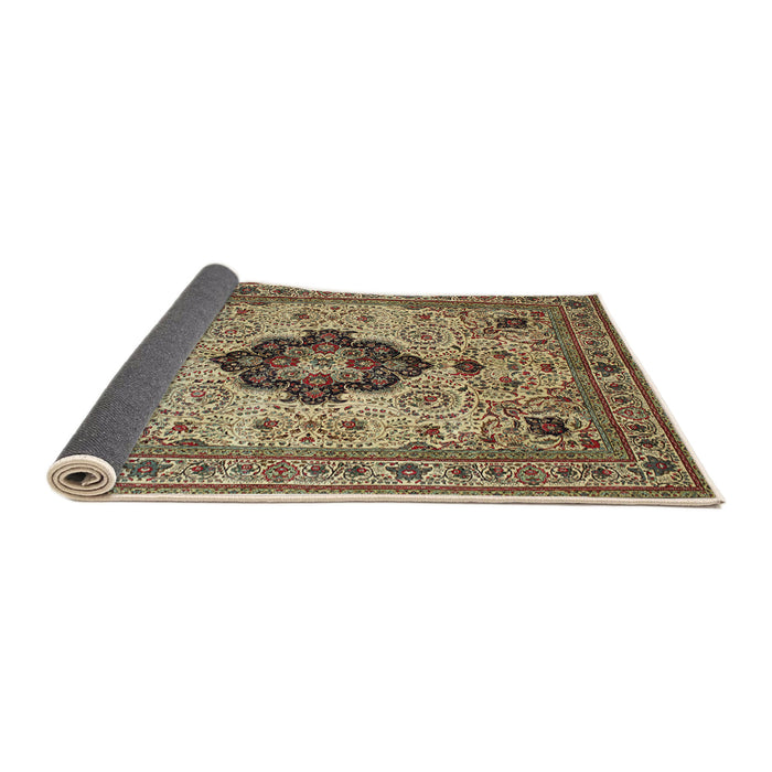 Sideview of Traditional Brownish Green Medallion Rug, tr132